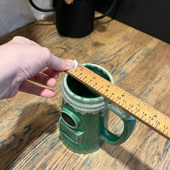 💚 Vintage Beer Stein – Beauceware Pottery – Labatt 50 – Green & White Drip Glaze - Picture 3 of 9